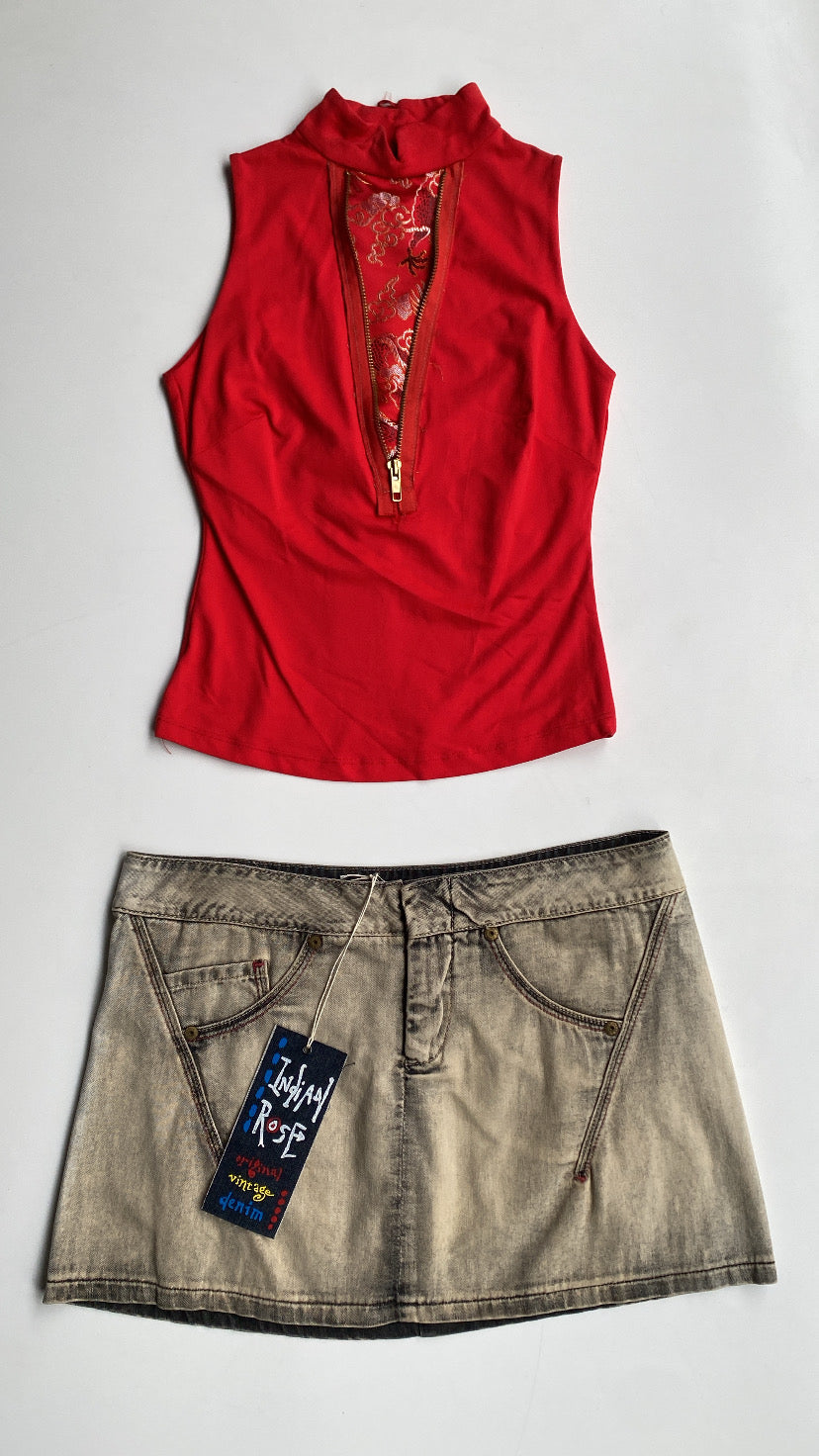 Deadstock Qipao Red top
