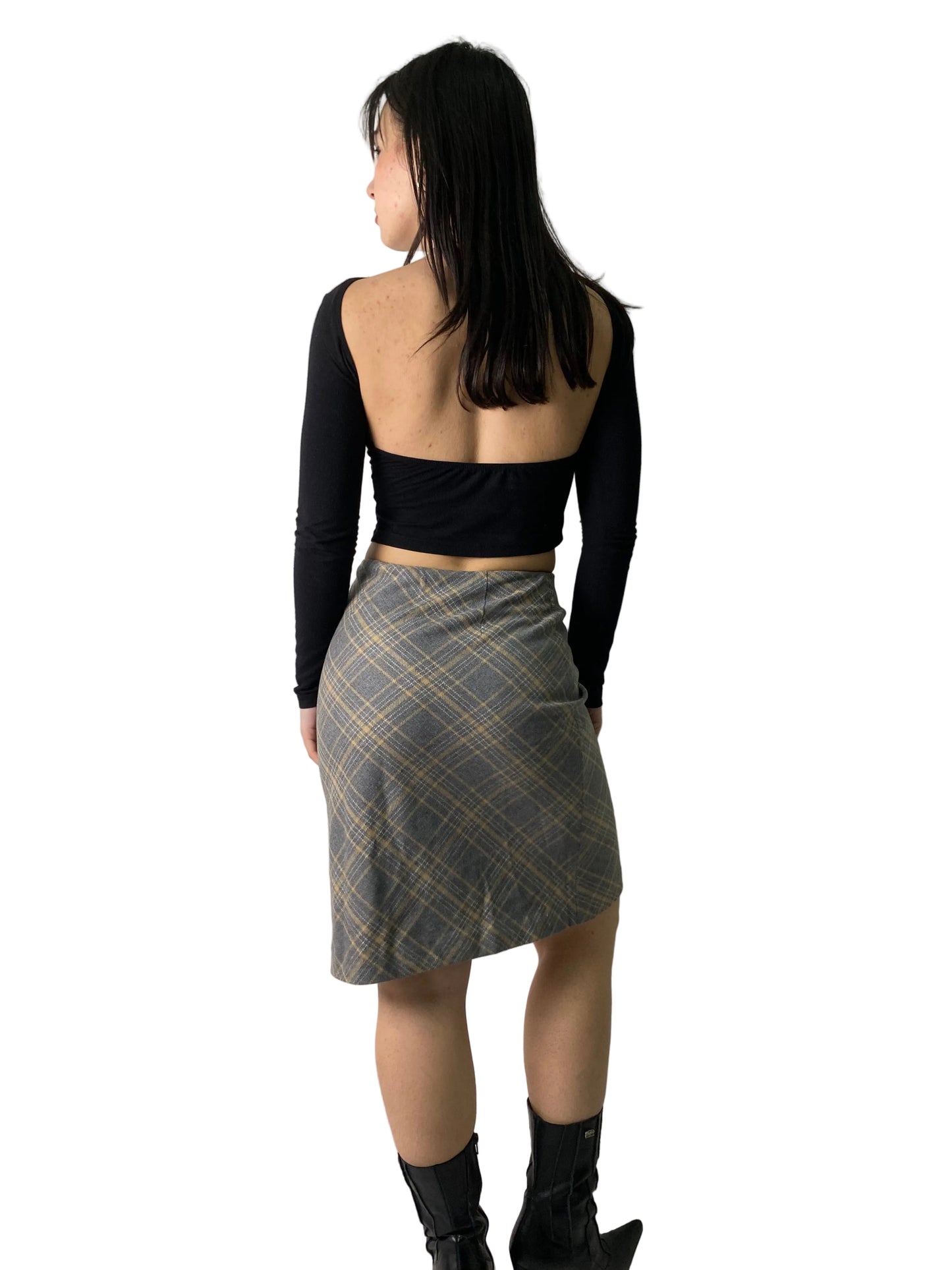 Vintage plaid midi skirt
