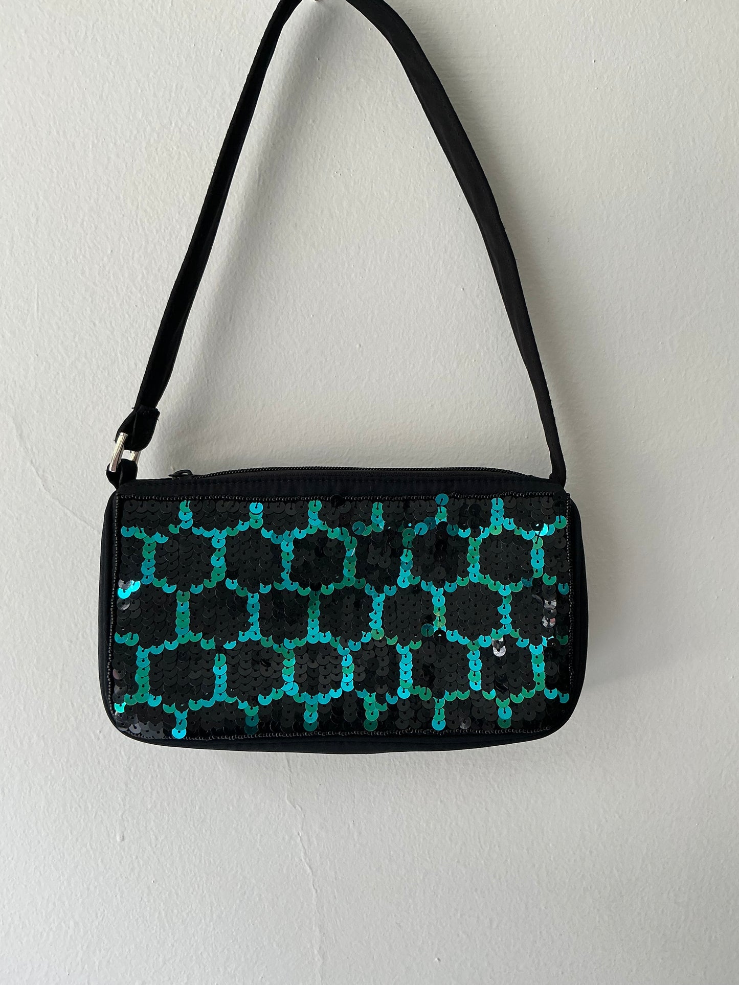 Black sequin handbag