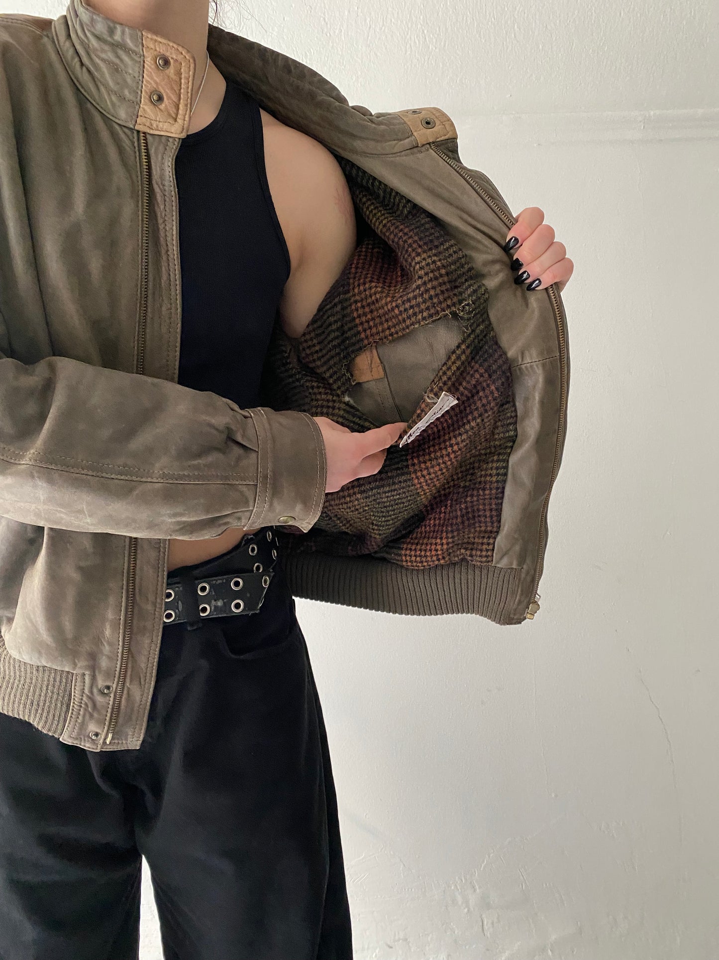 Real leather bomber jacket