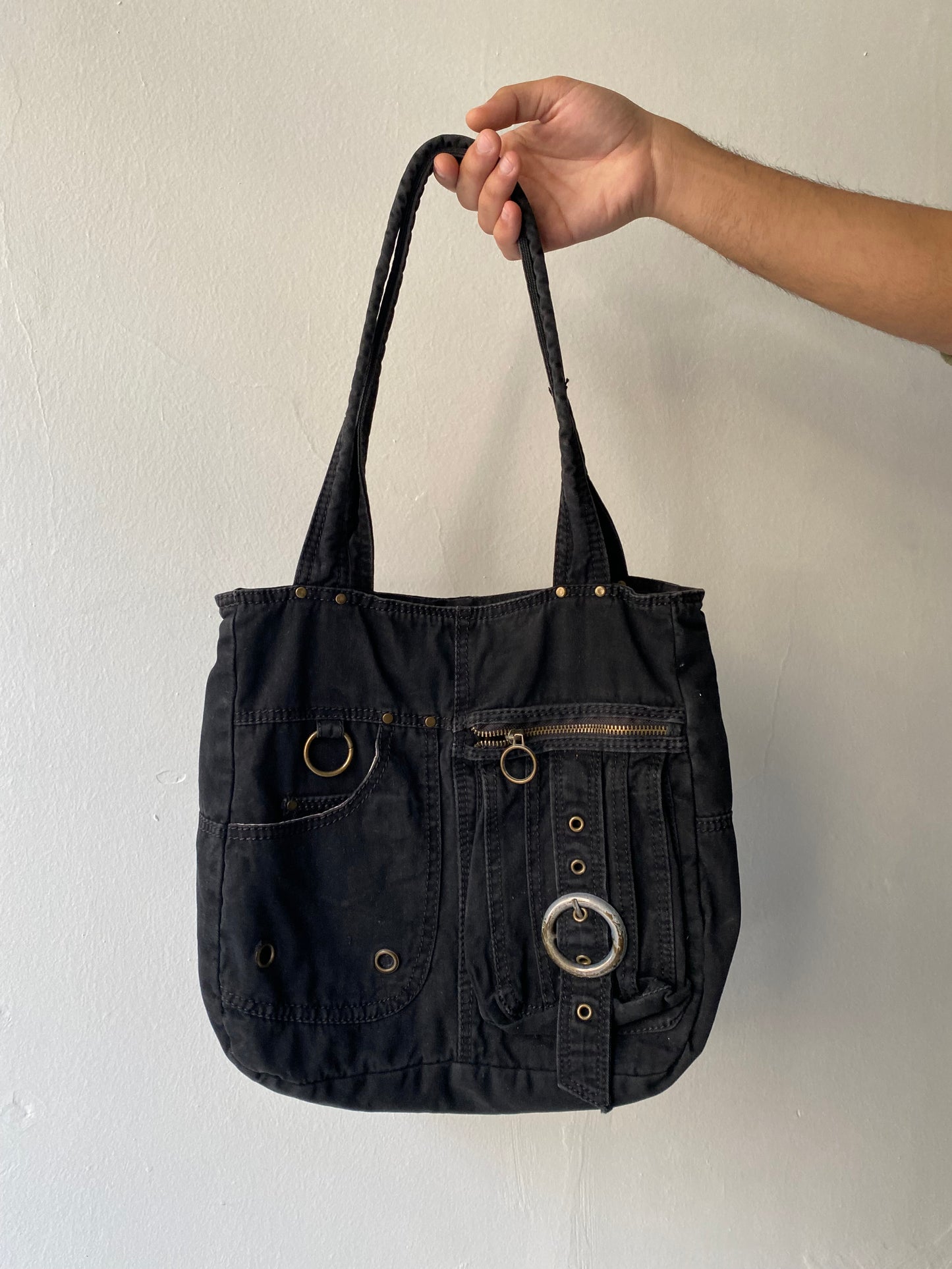 Black cargo tote bag