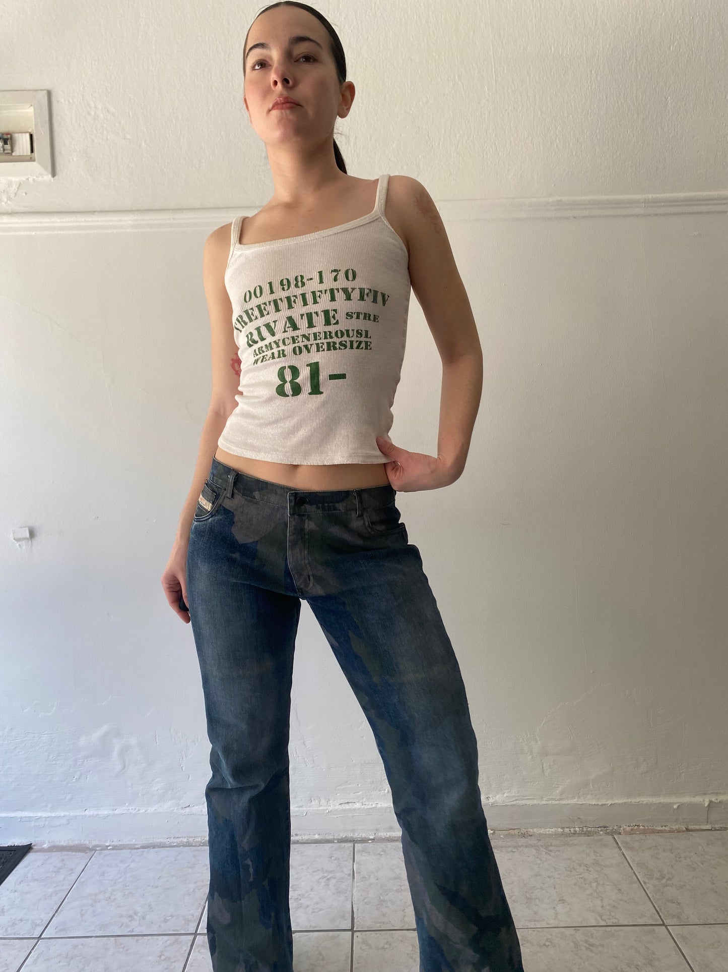 Y2k flare camo pants