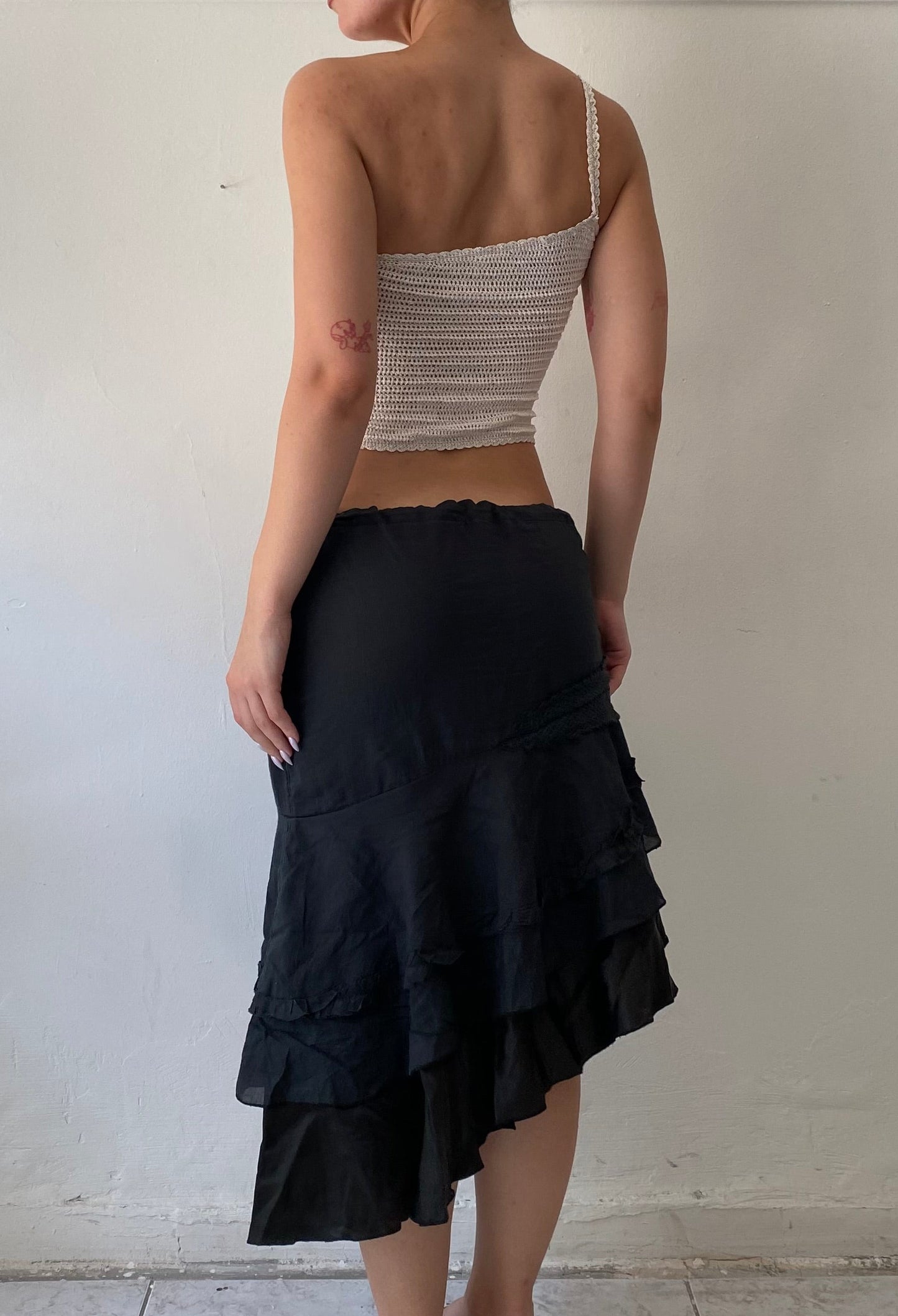 Vintage mermaid one shoulder knit top