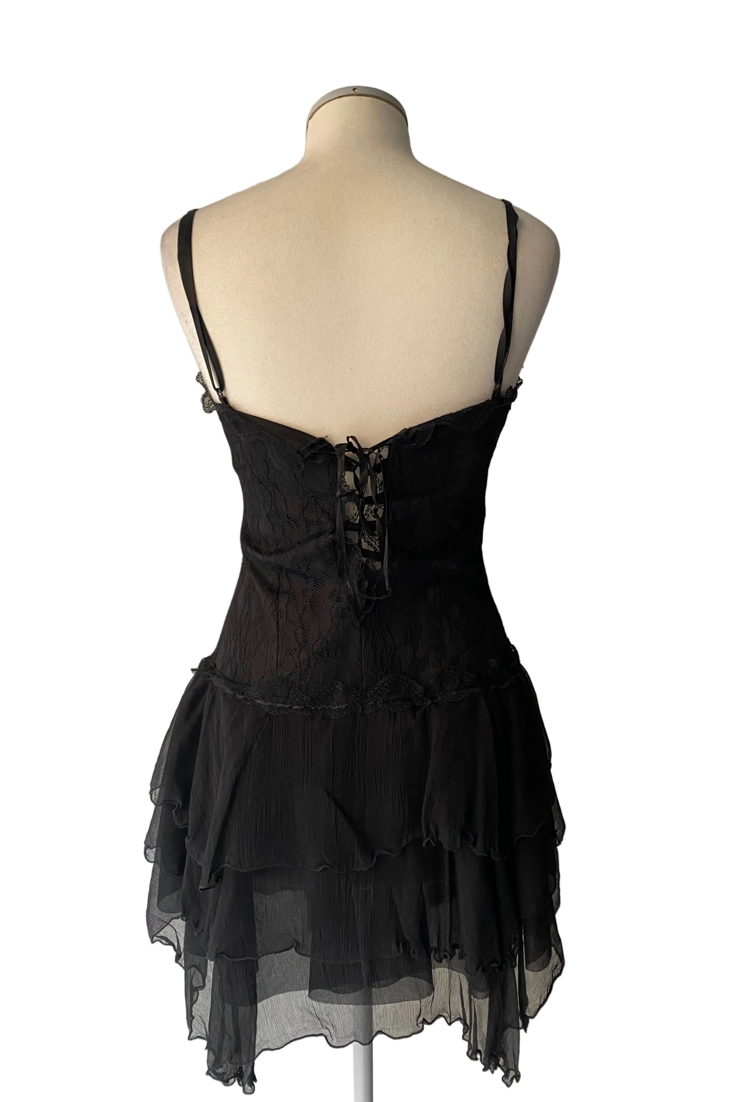 Vintage black lace mini dress