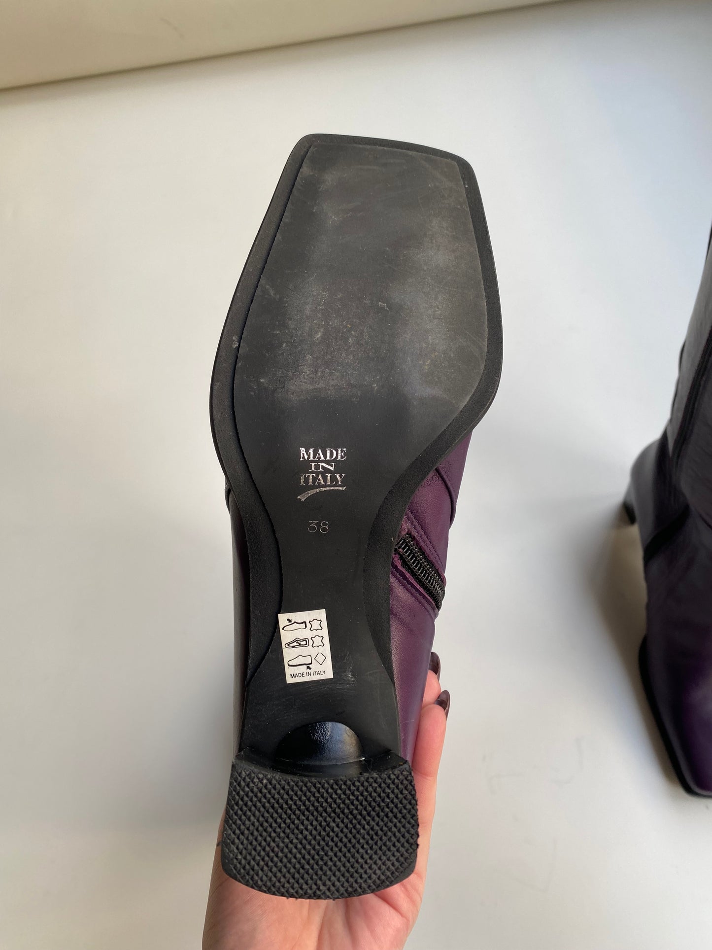 Deadstock square toe purple boots