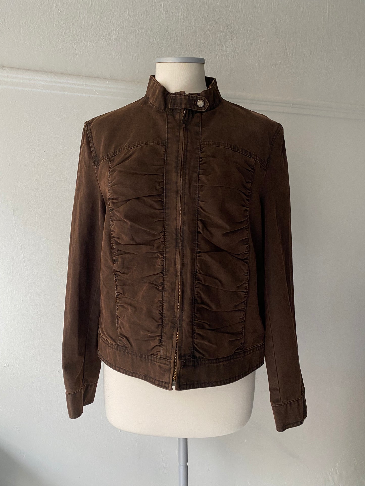 Brown cotton biker jacket