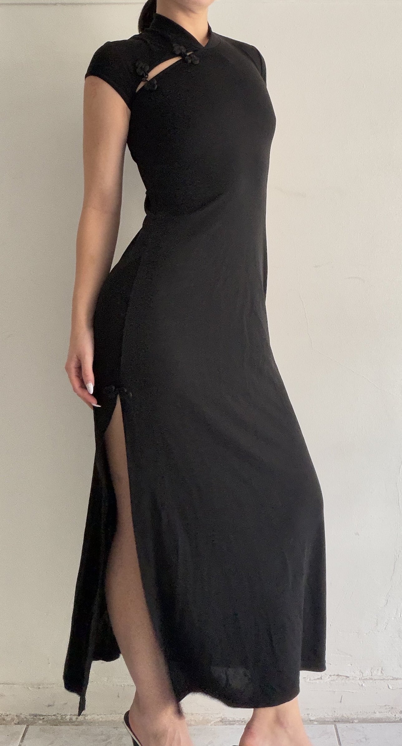 Morgan De Toi black maxi qipao dress