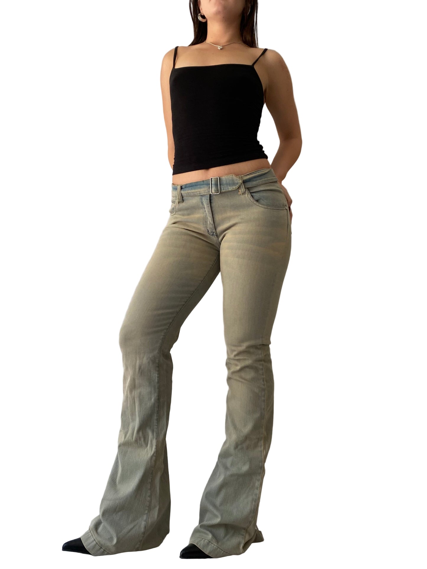 Miss denim washed flare pants