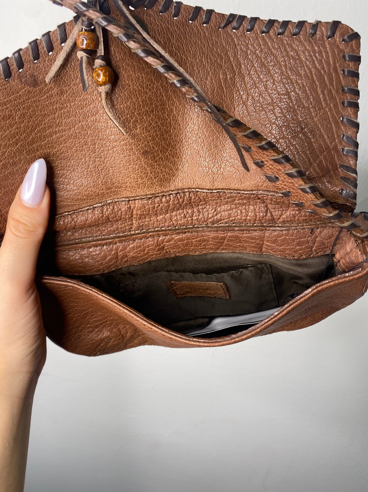 Vintage MNG brown leather bag
