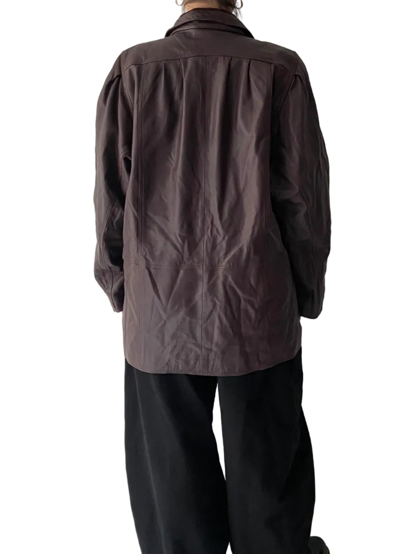 Real leather burgundy coat