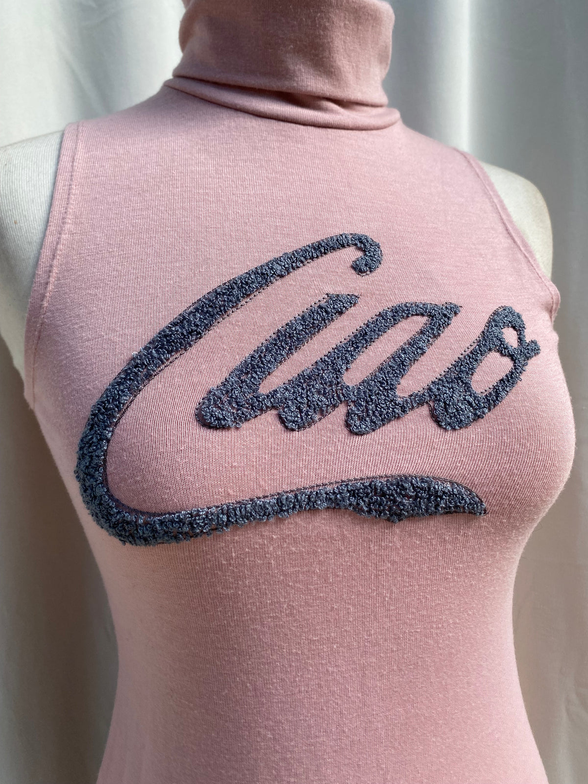 Y2K Pink "Ciao" high neck sleeveless top
