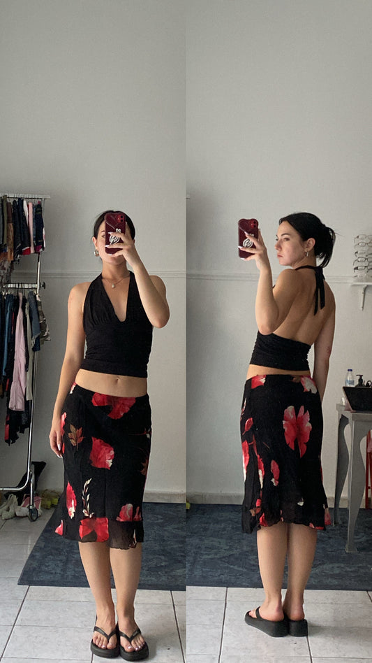 Vintage floral midi skirt
