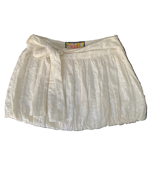 White sequin balloon skirt