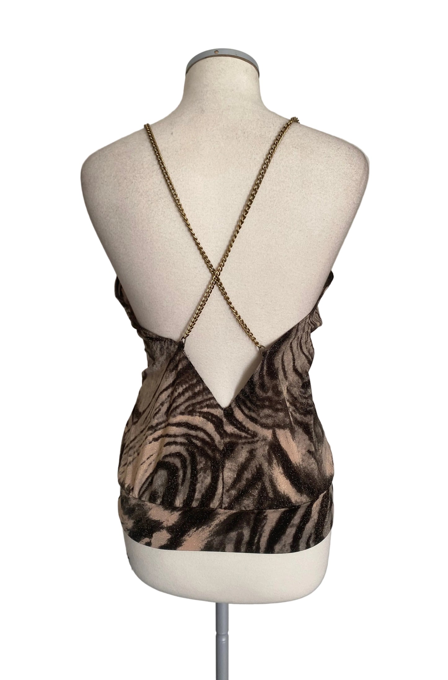 Vintage animal print open back top