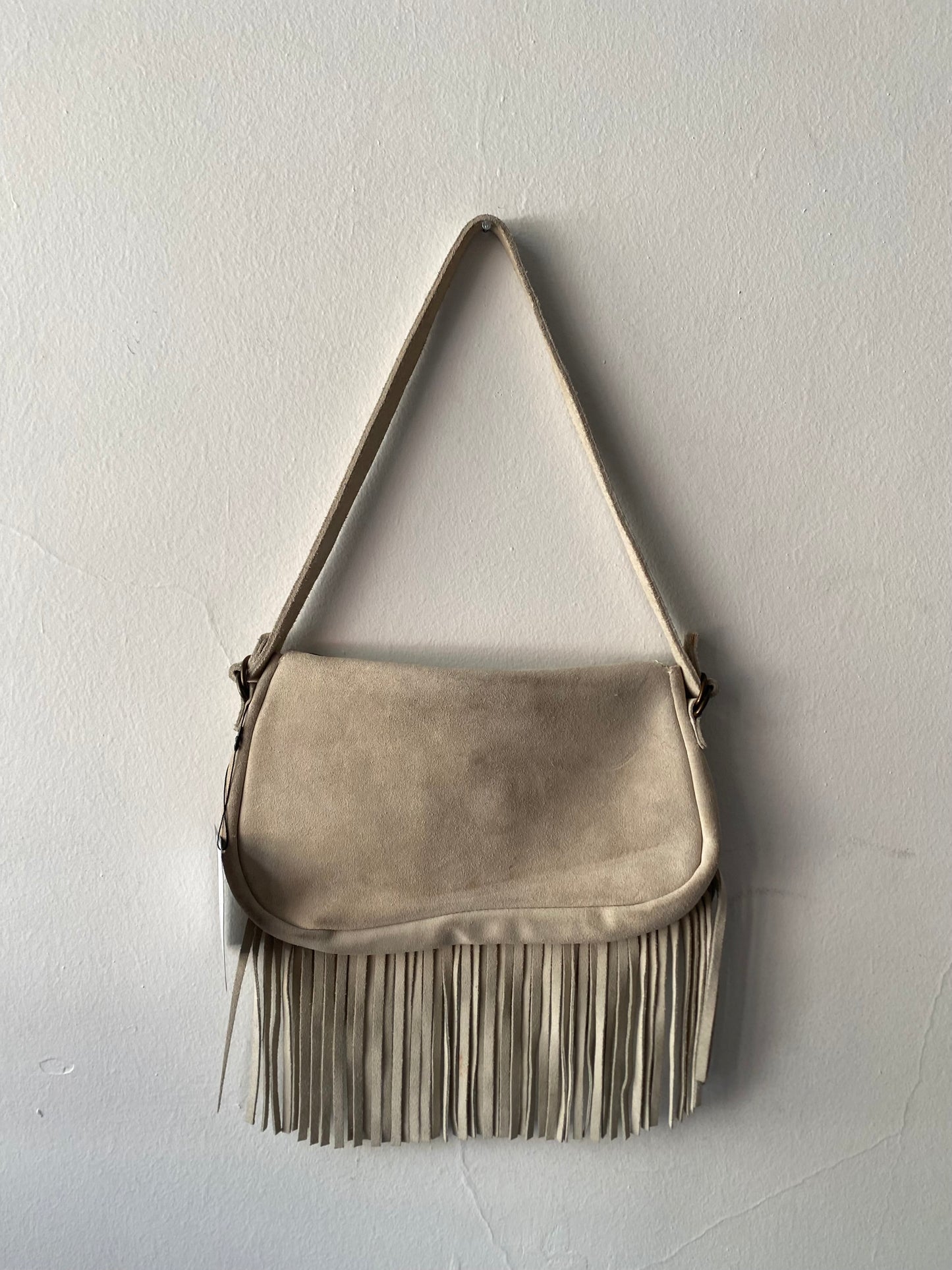 Beige western leather shoulder bag