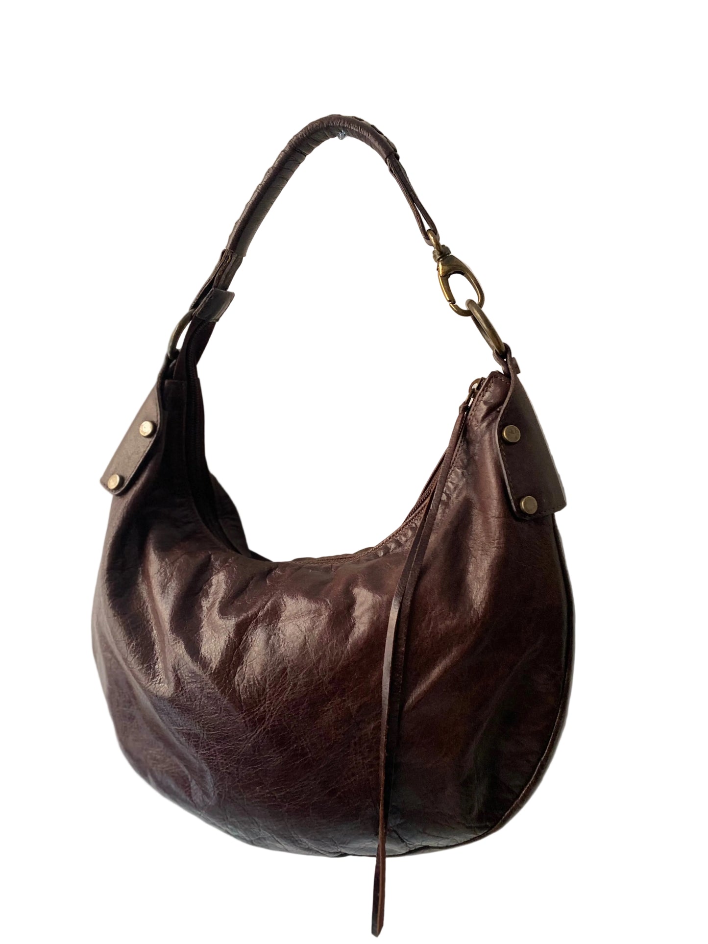 Genuine leather chocolate brown shoulder bag