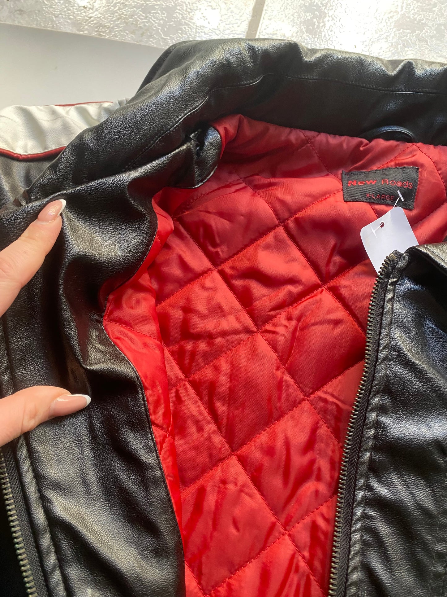 Deadstock faux leather racer jacket