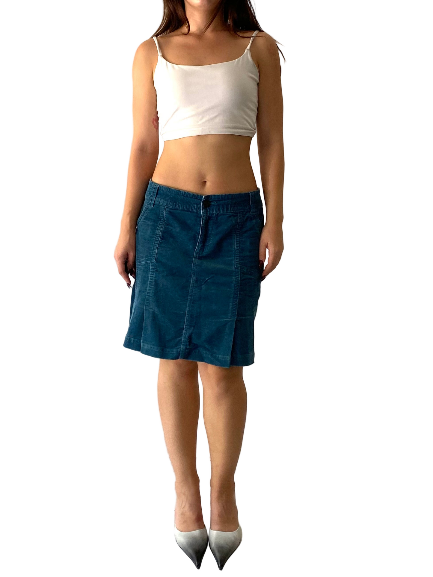 Yessica petrol corduroy skirt