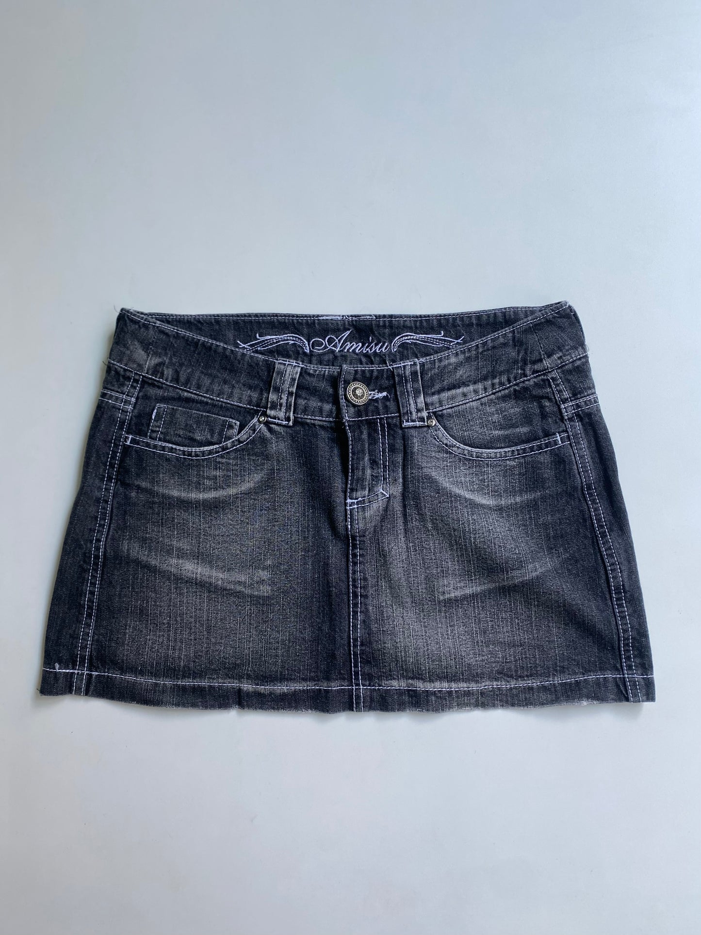 Y2k grey washed mini skirt