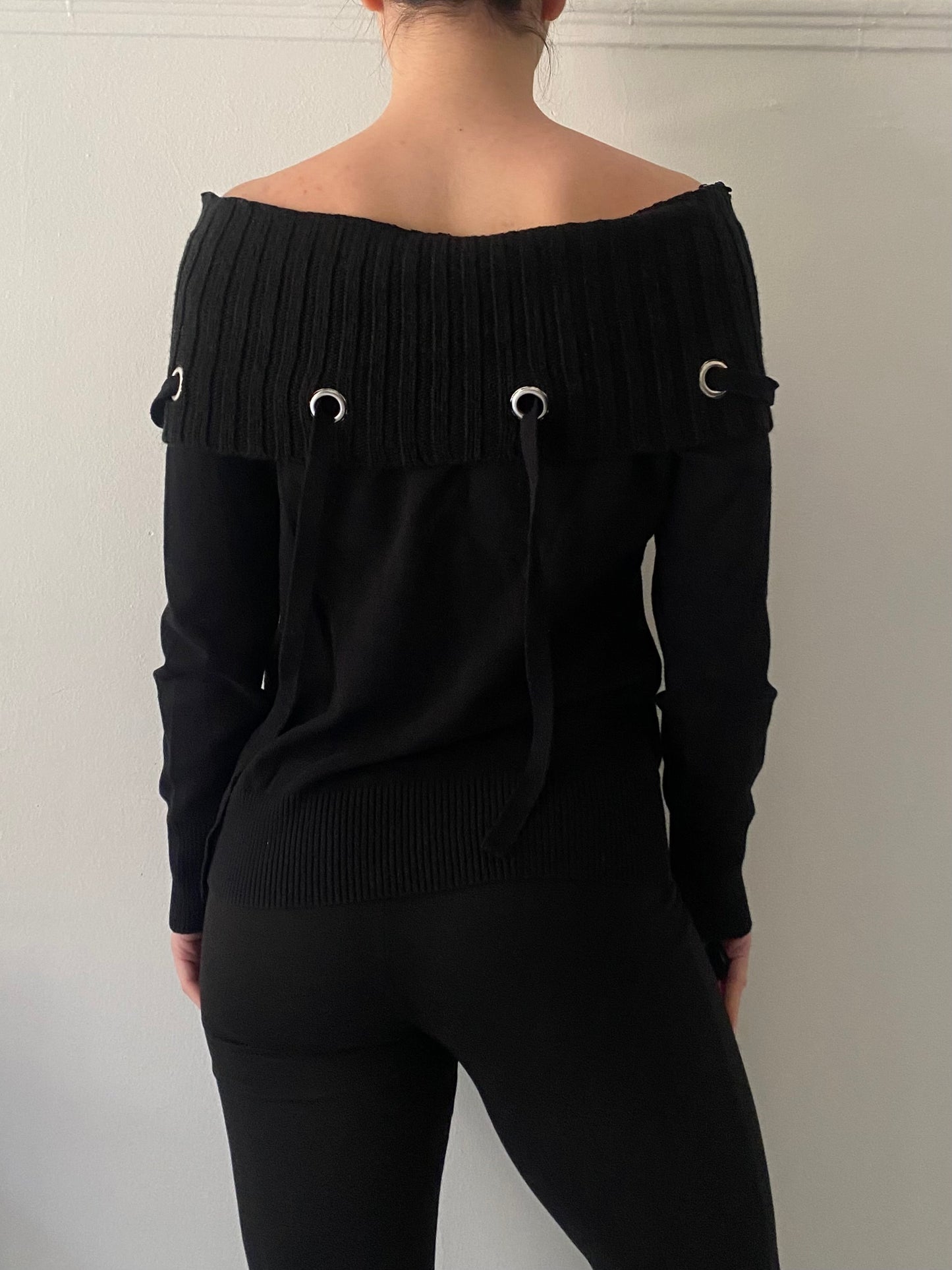 Black off shoulders knit top