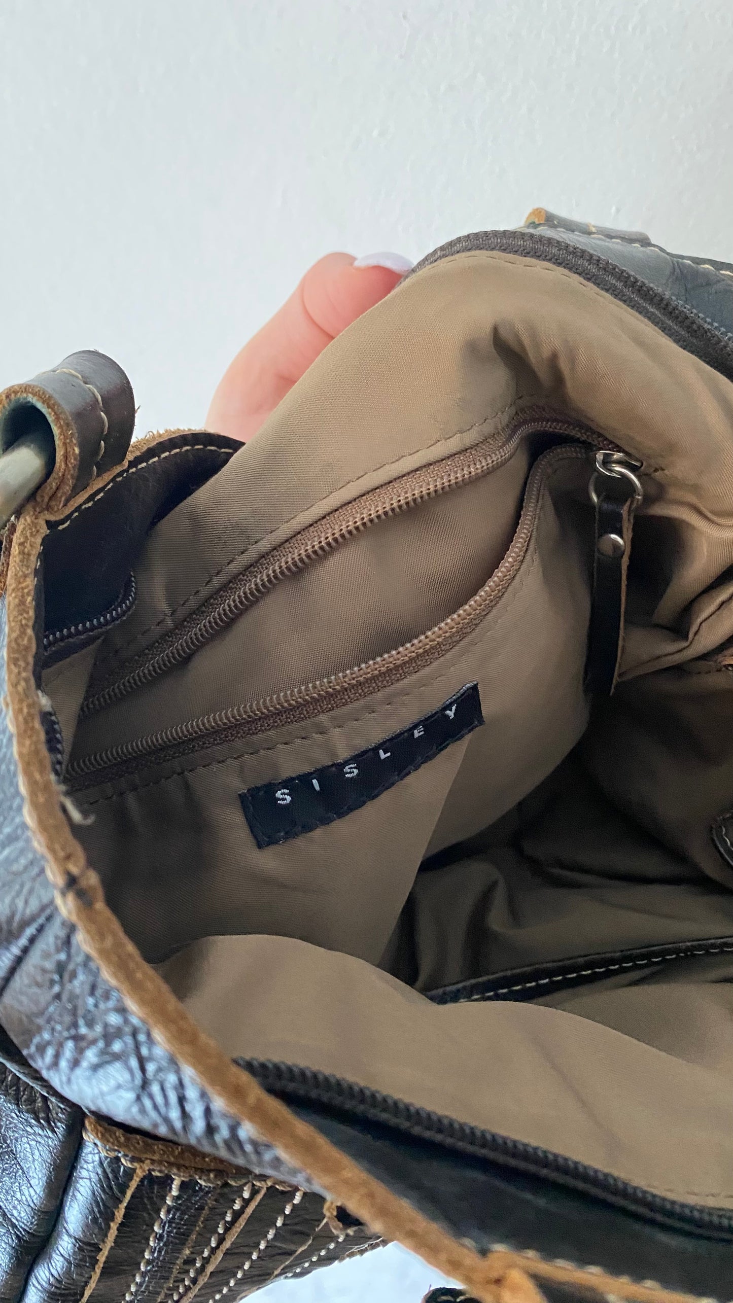 Vintage Sisley Leather Shoulder Bag