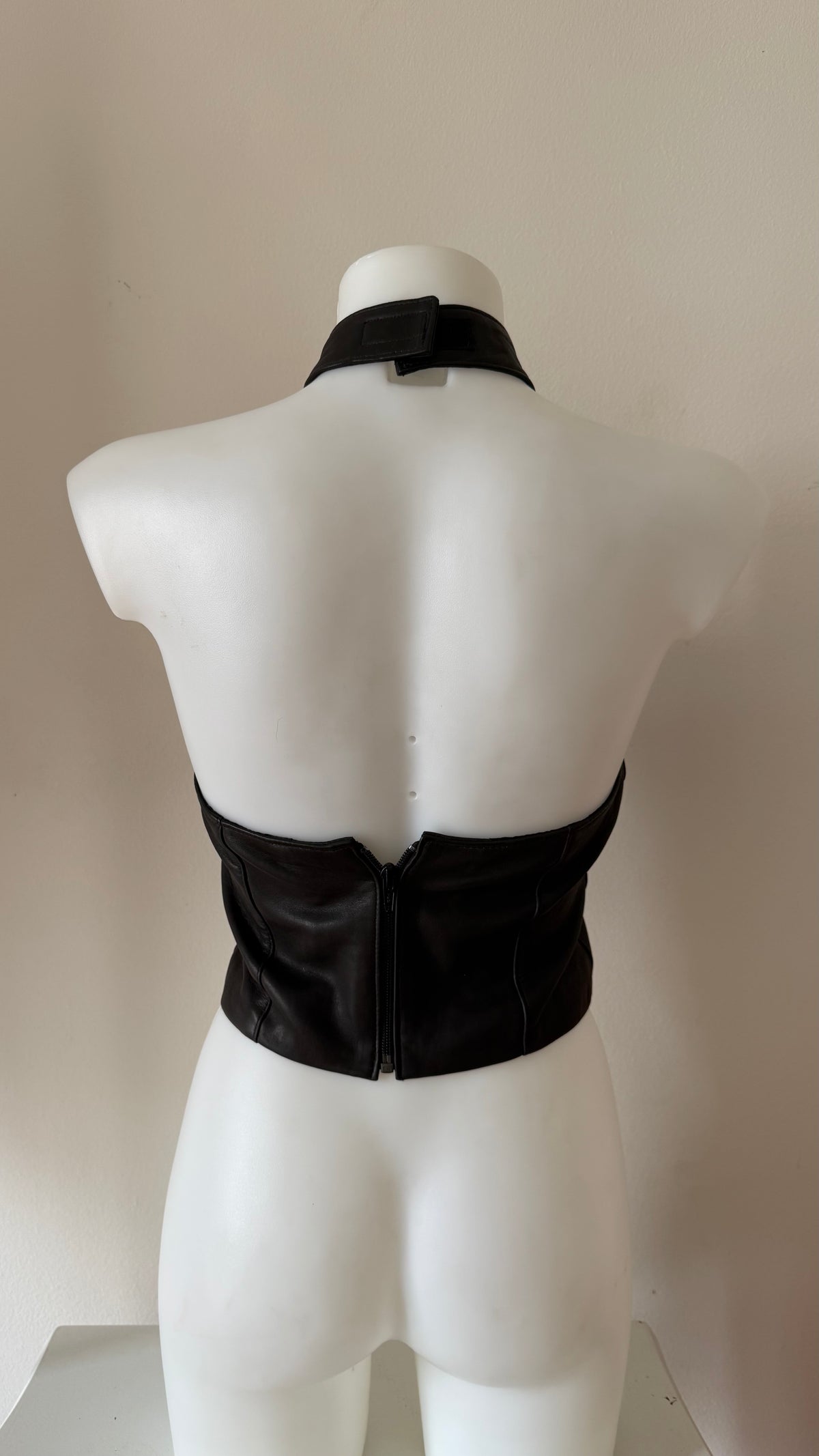 Real leather open back top