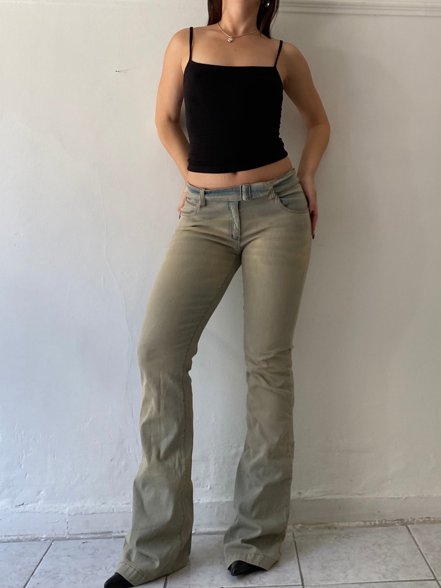 Miss denim washed flare pants