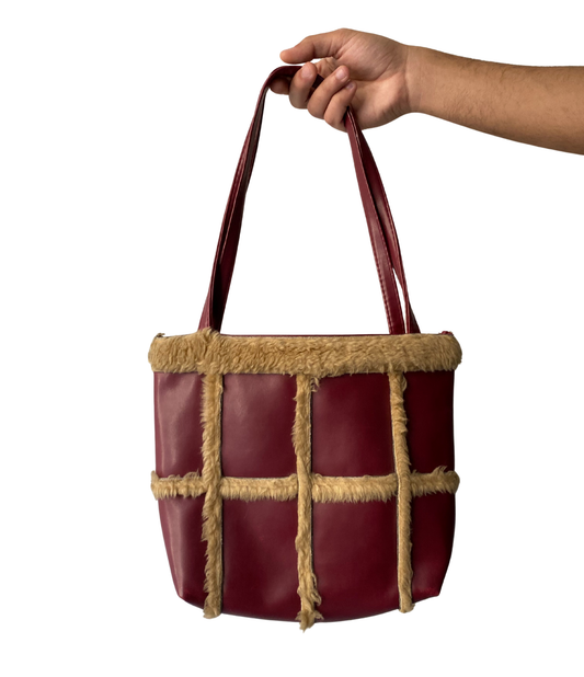 Faux leather burgundy bag