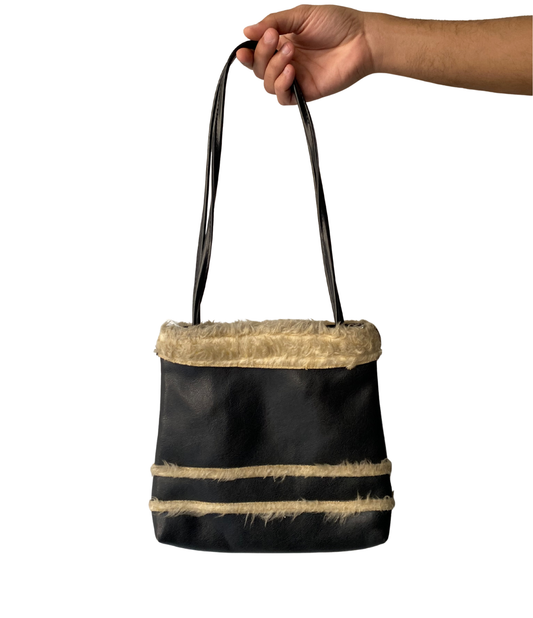 Vintage faux fur black shoulder bag