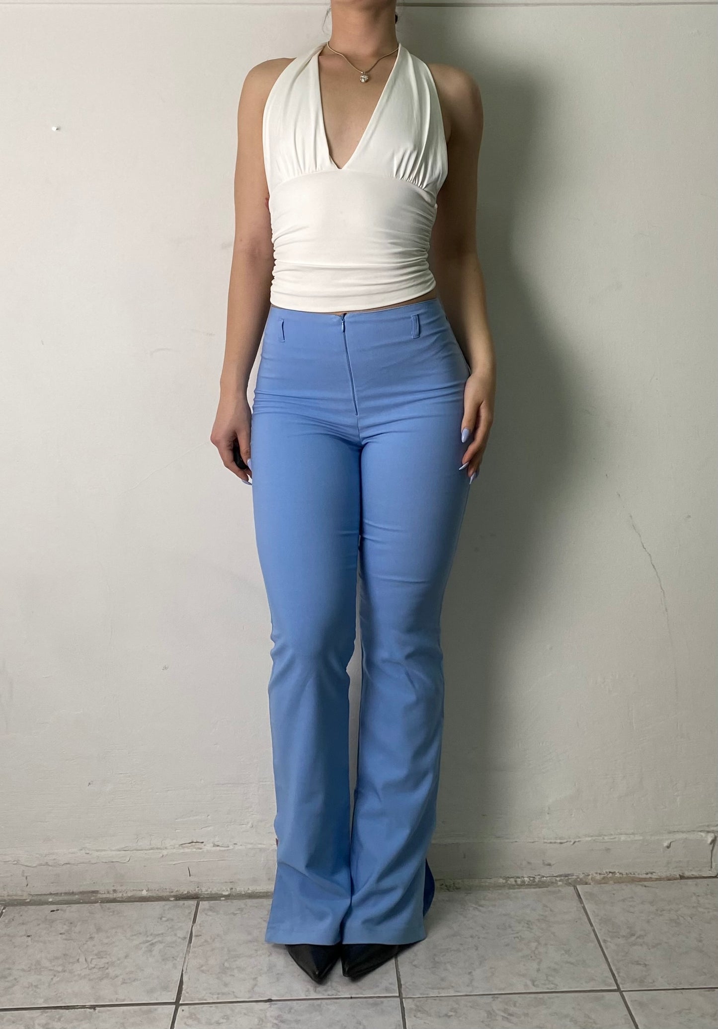 Y2K light blue flare pants