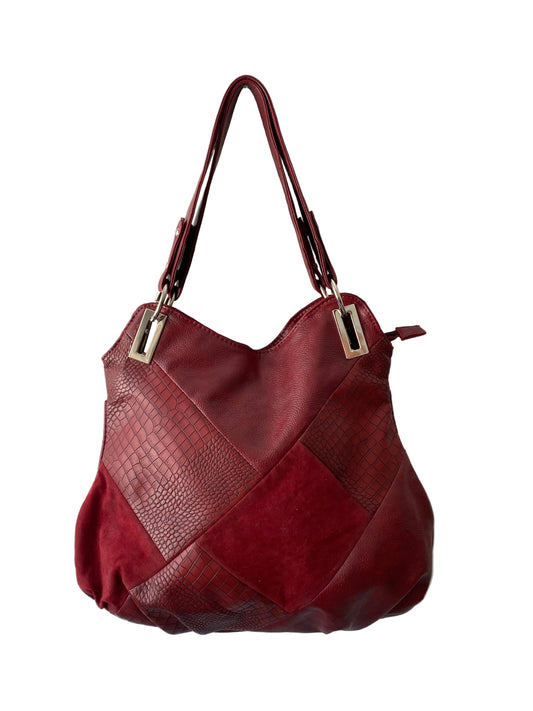 Burgundy faux leather big shoulder bag
