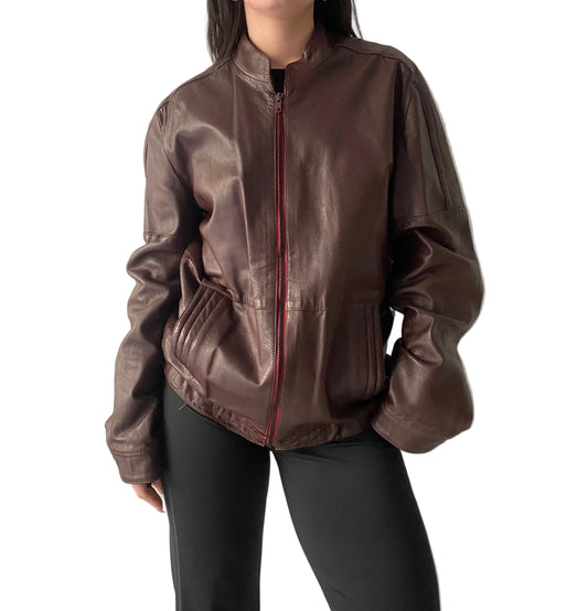 Dark brown/burgundy leather jacket