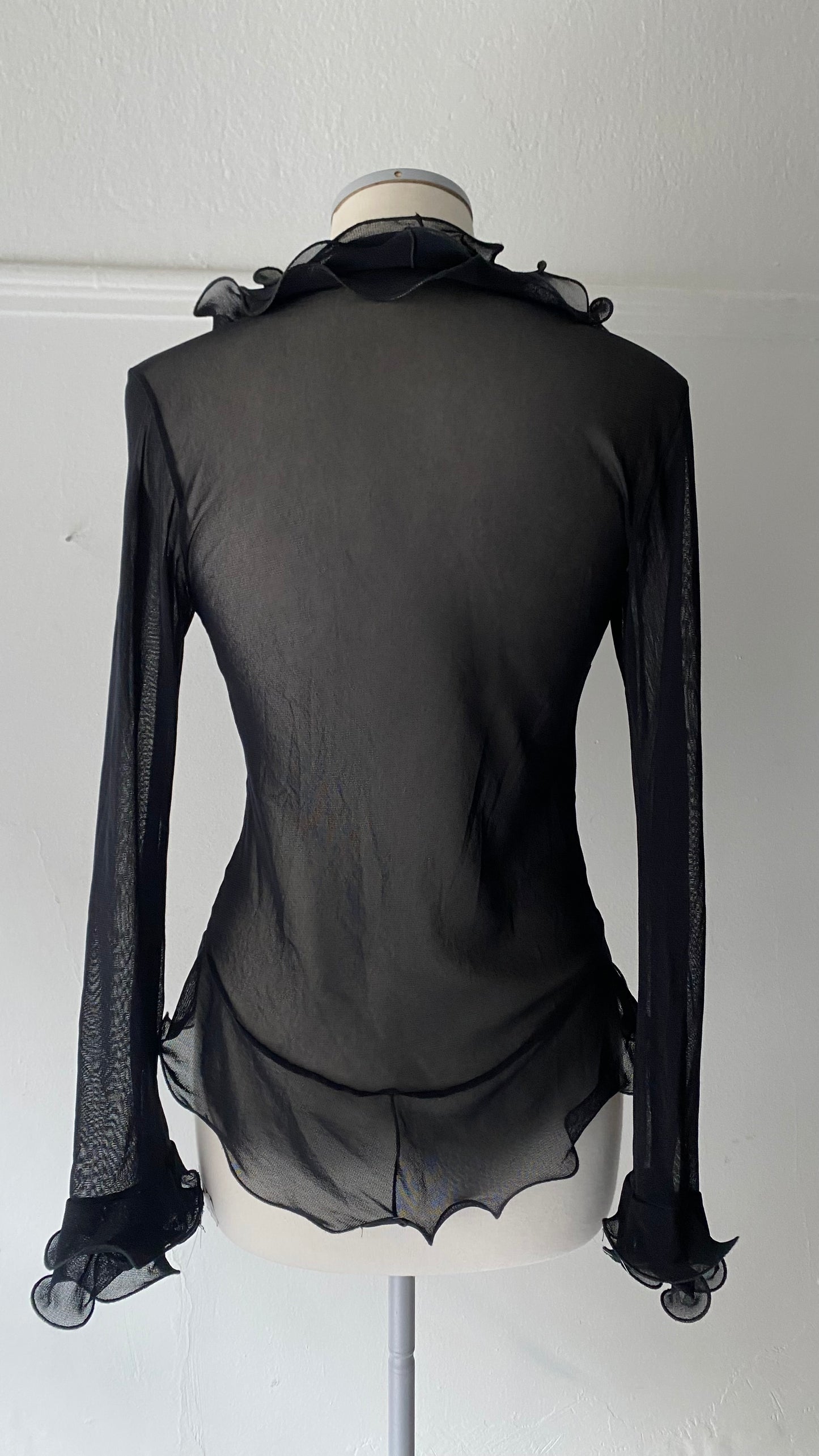 Vintage semi sheer ruffle cardigan