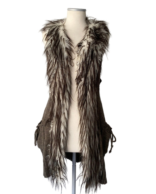 Vintage fur knit vest