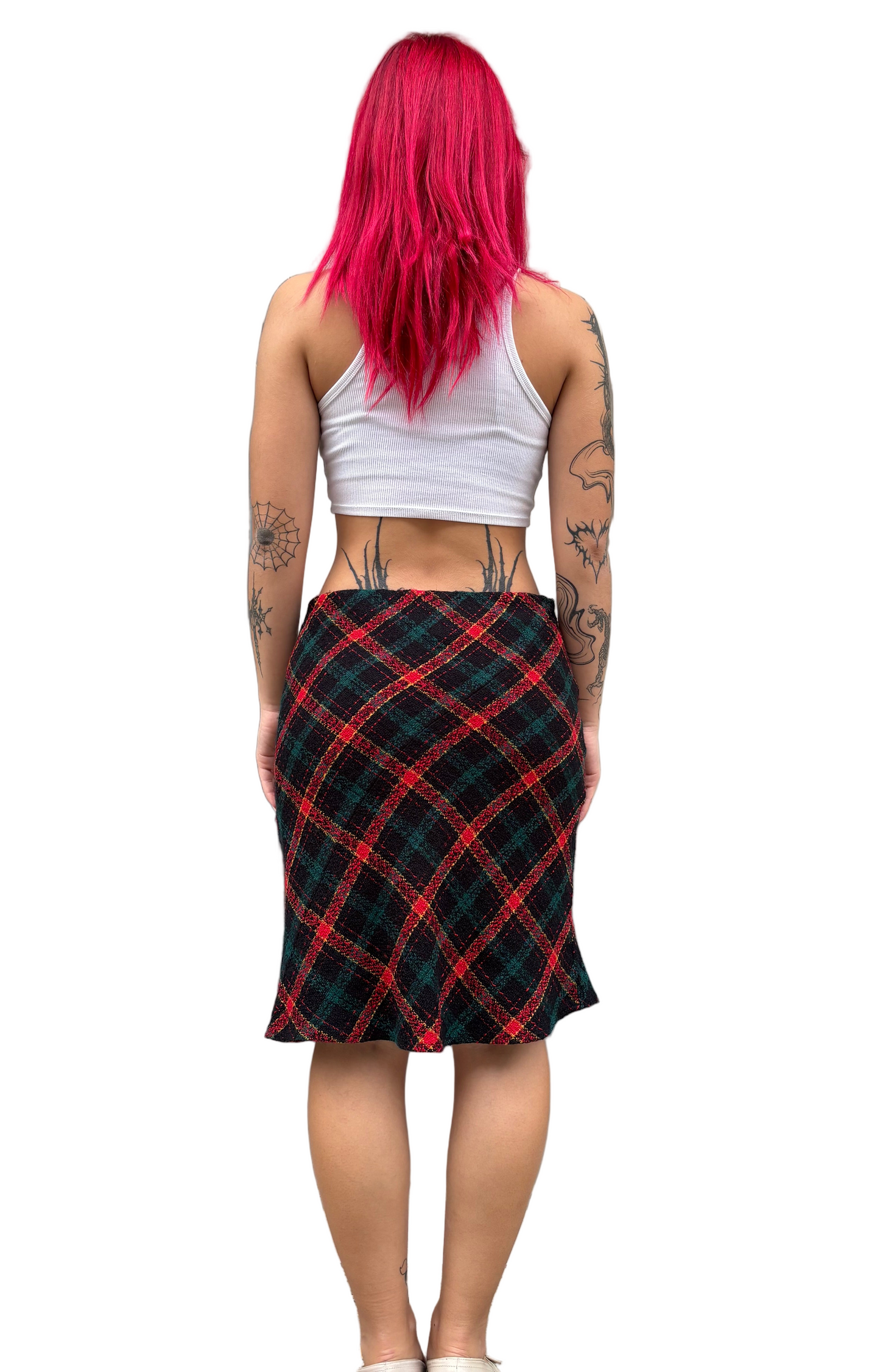 Vintage plaid midi skirt