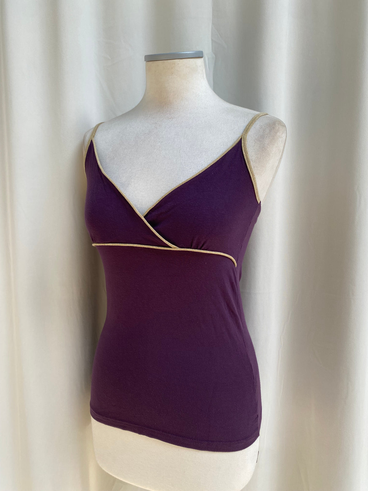 Y2K deep purple cami top with shimmery details