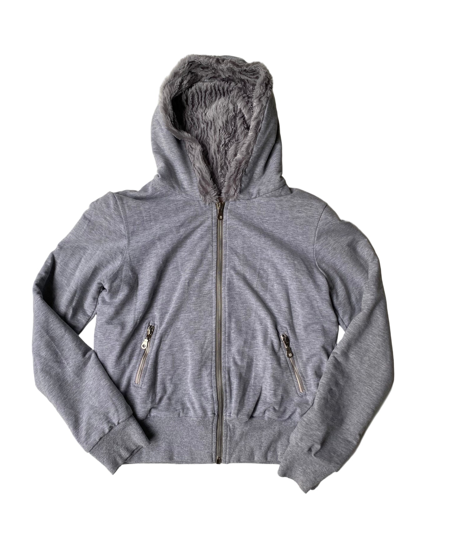 Grey cotton cropped zip up jacket