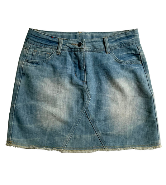 Y2K washed denim skirt