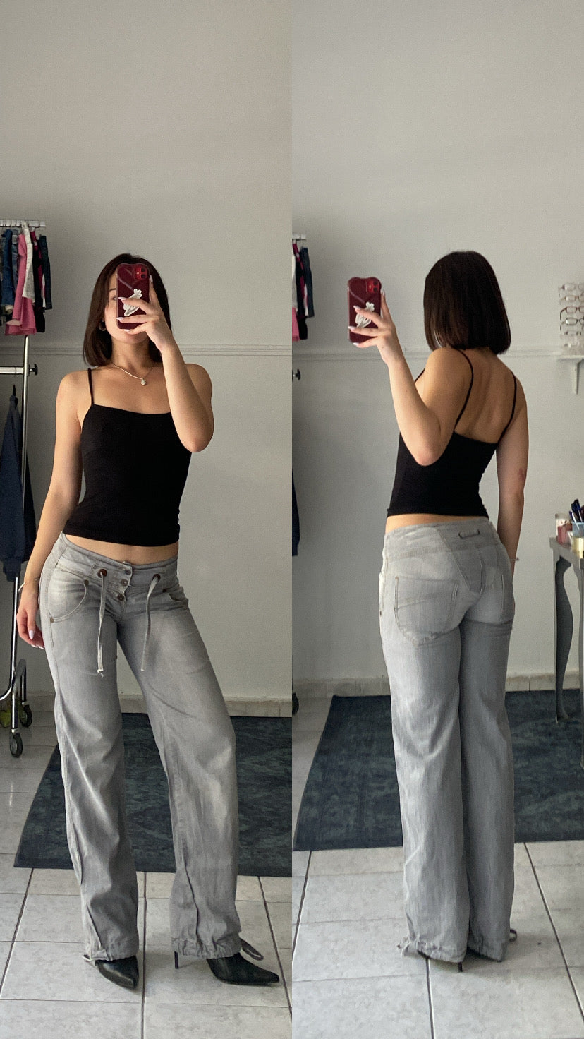 Vintage low rise denim cargo pants