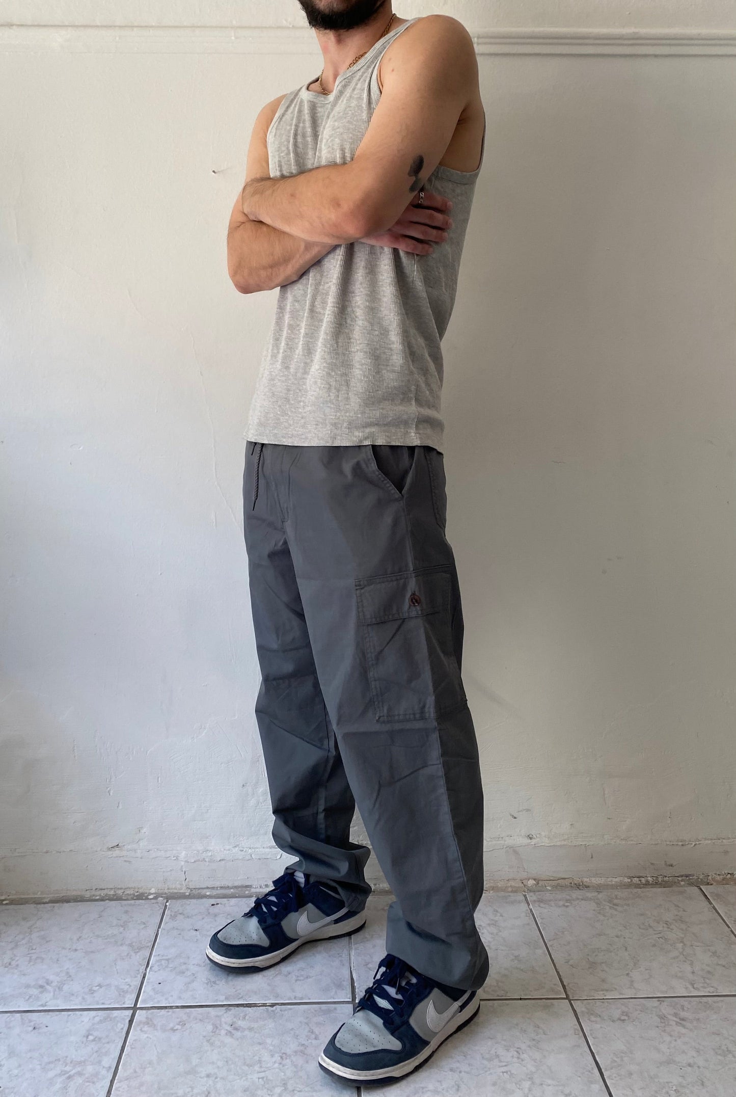 Vintage grey cotton cargo pants