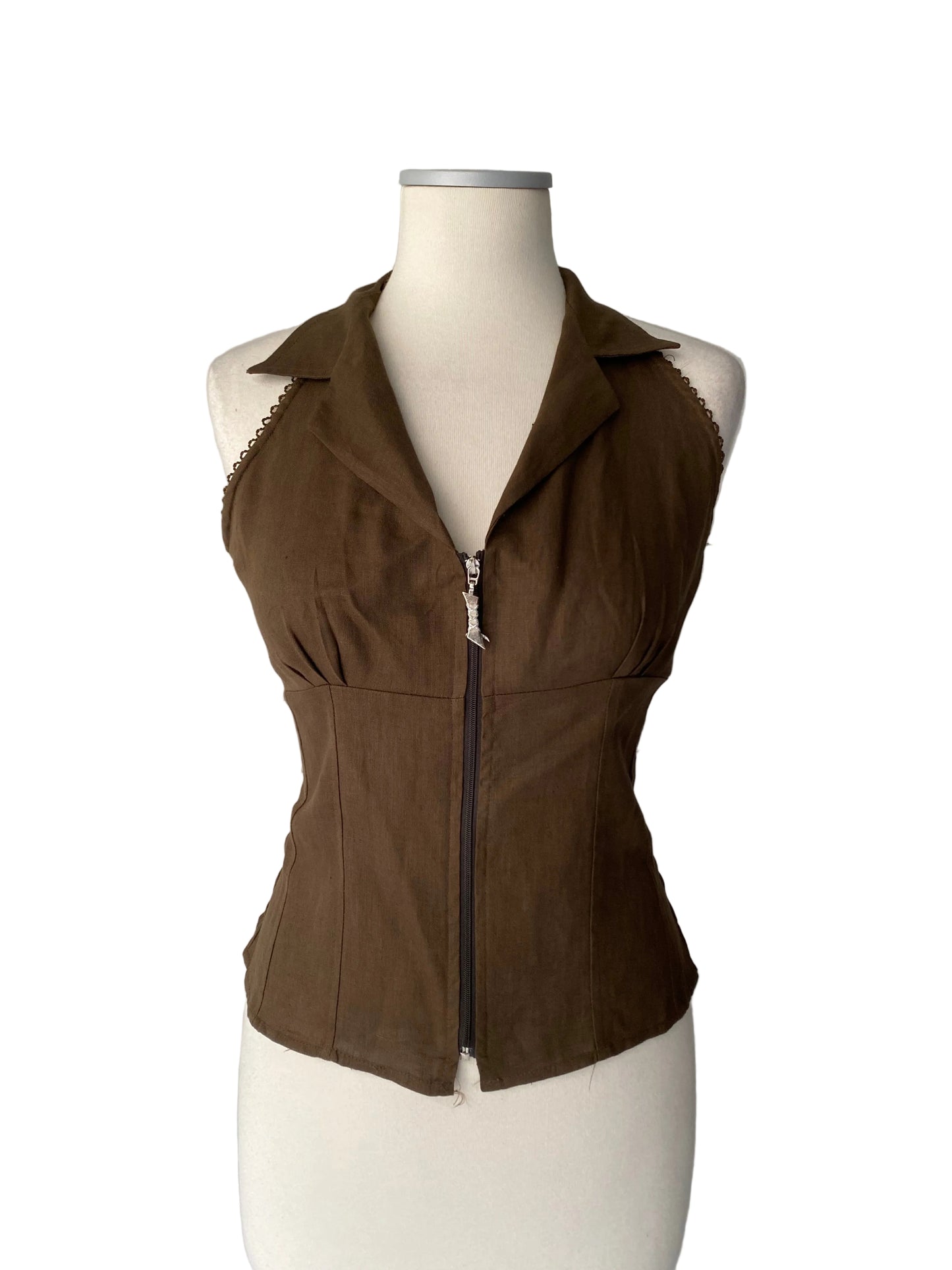 Y2K brown V neck top