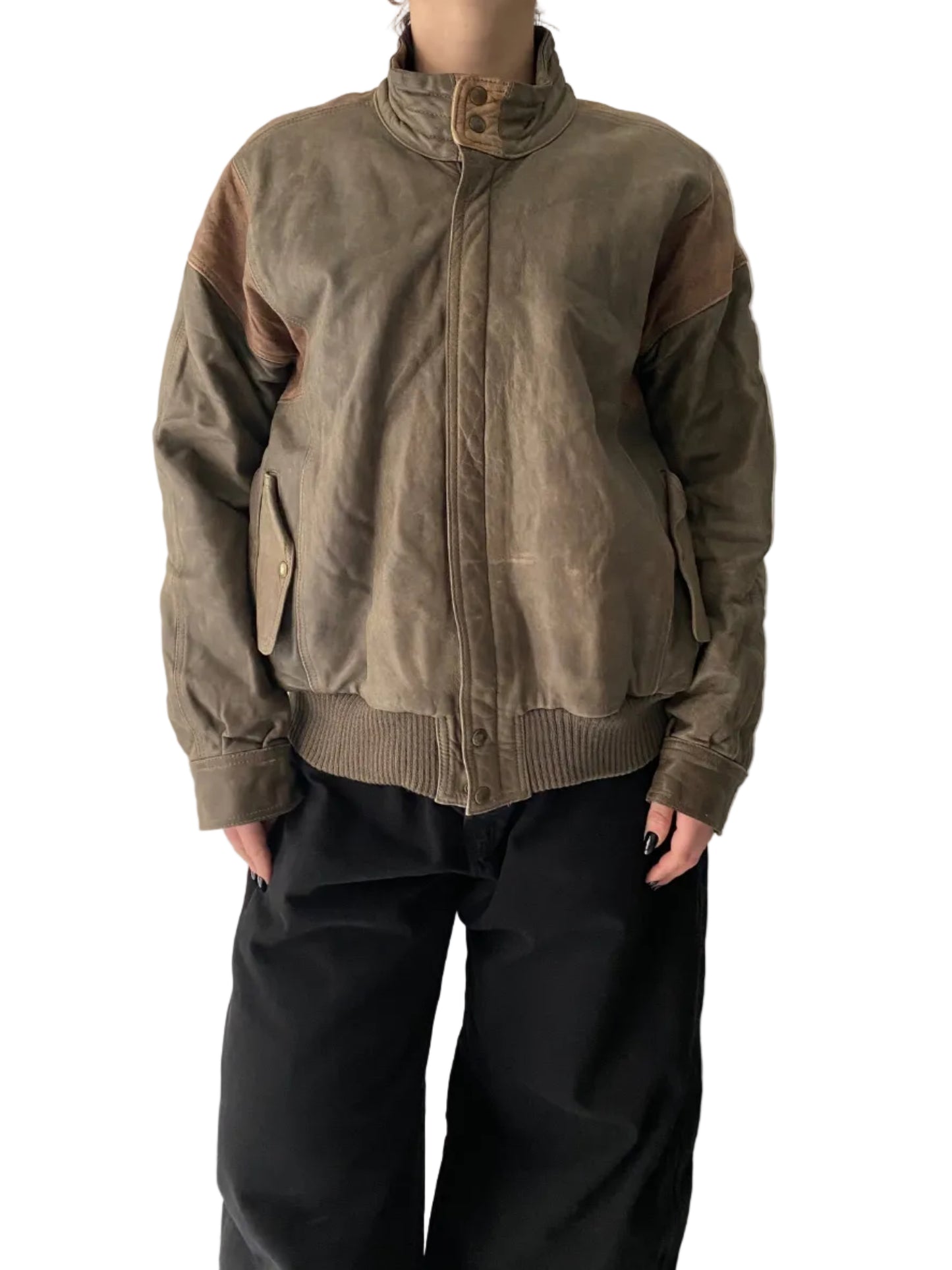 Real leather bomber jacket