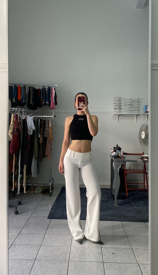 White mid rise office pants