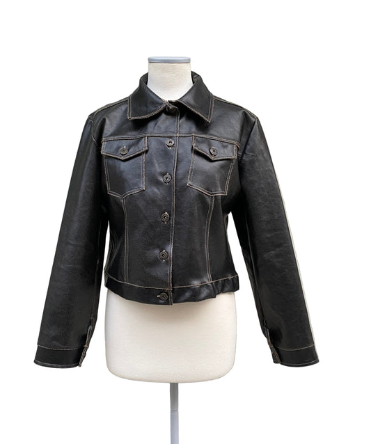 Washed dark brown cropped jacket