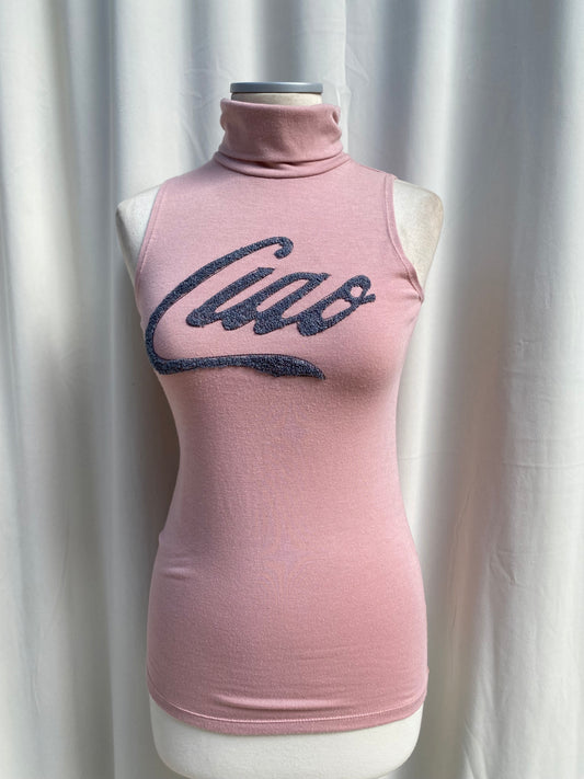 Y2K Pink "Ciao" high neck sleeveless top