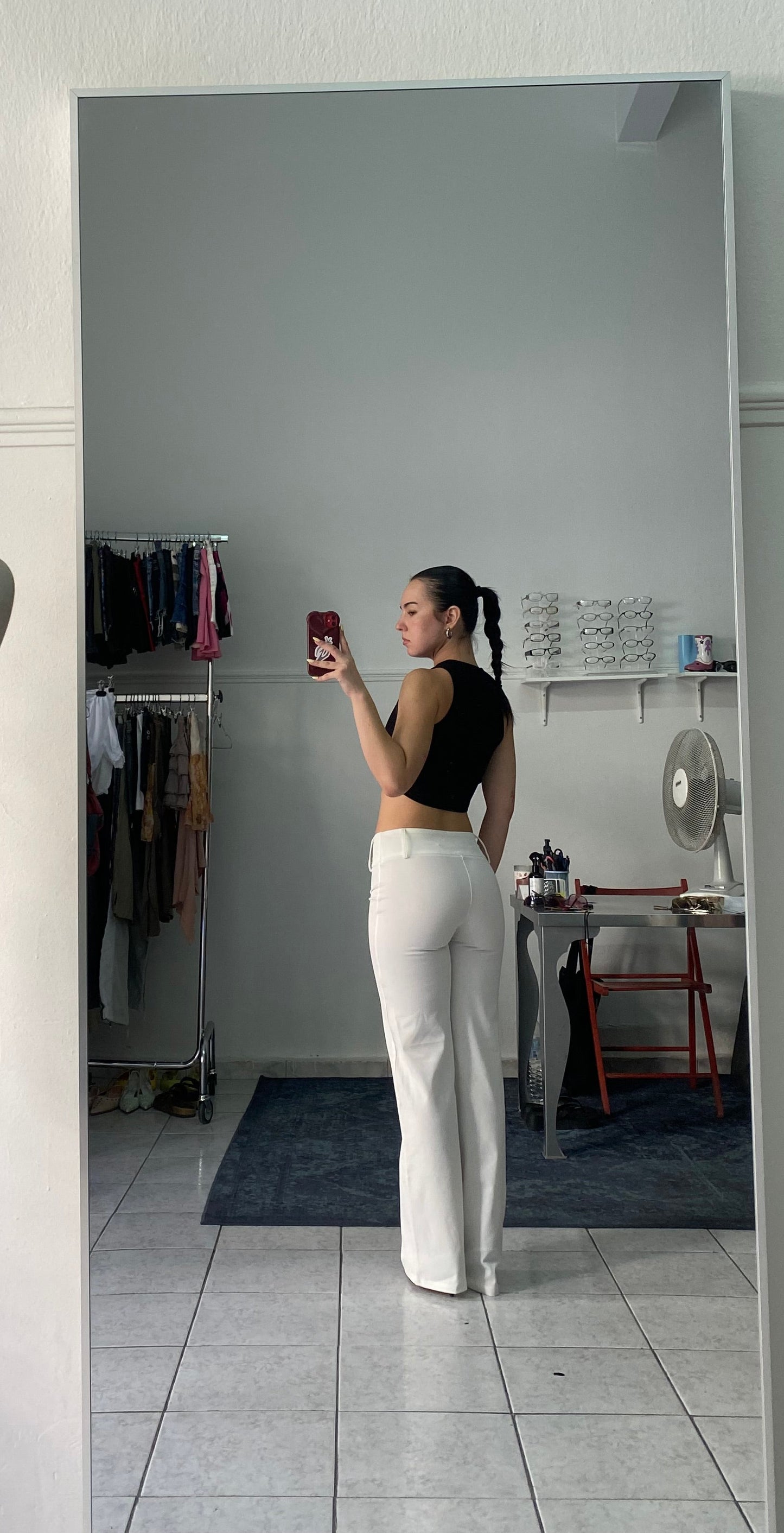 White mid rise office pants