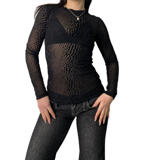 Sheer top with velvet details