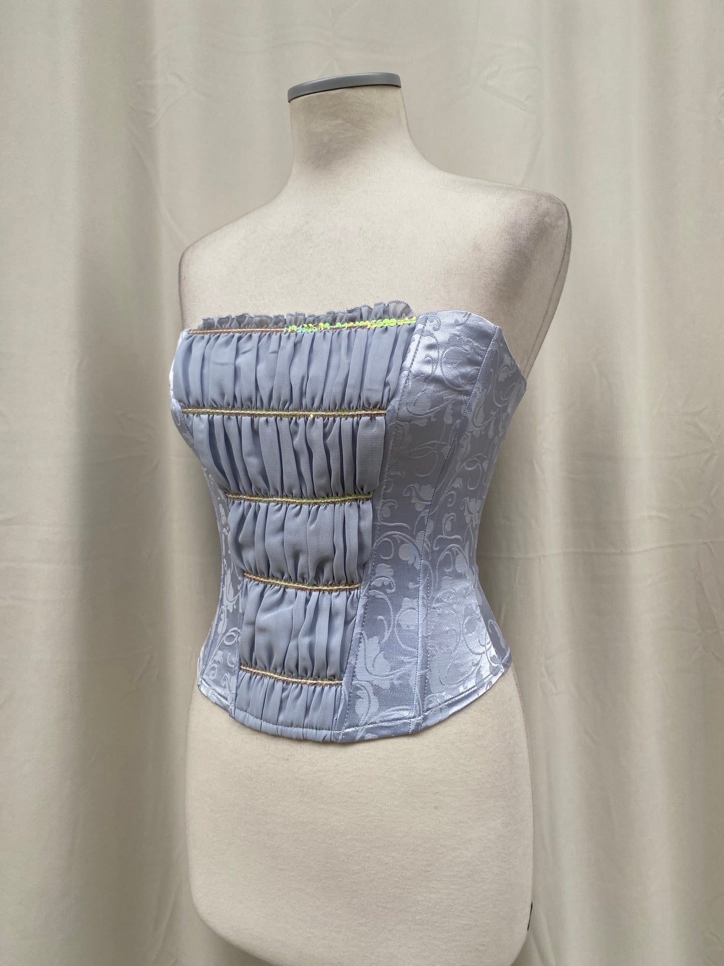 Y2K Satin Corset Top in Baby Blue