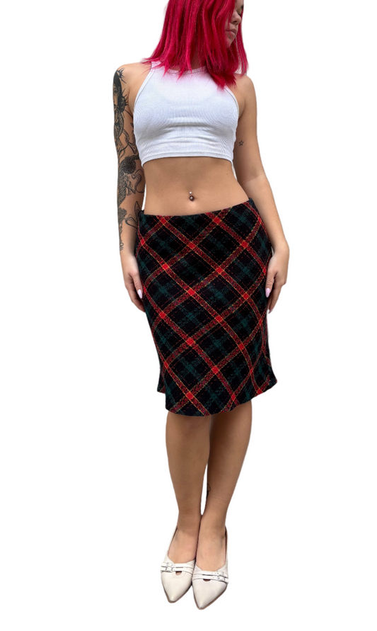 Vintage plaid midi skirt