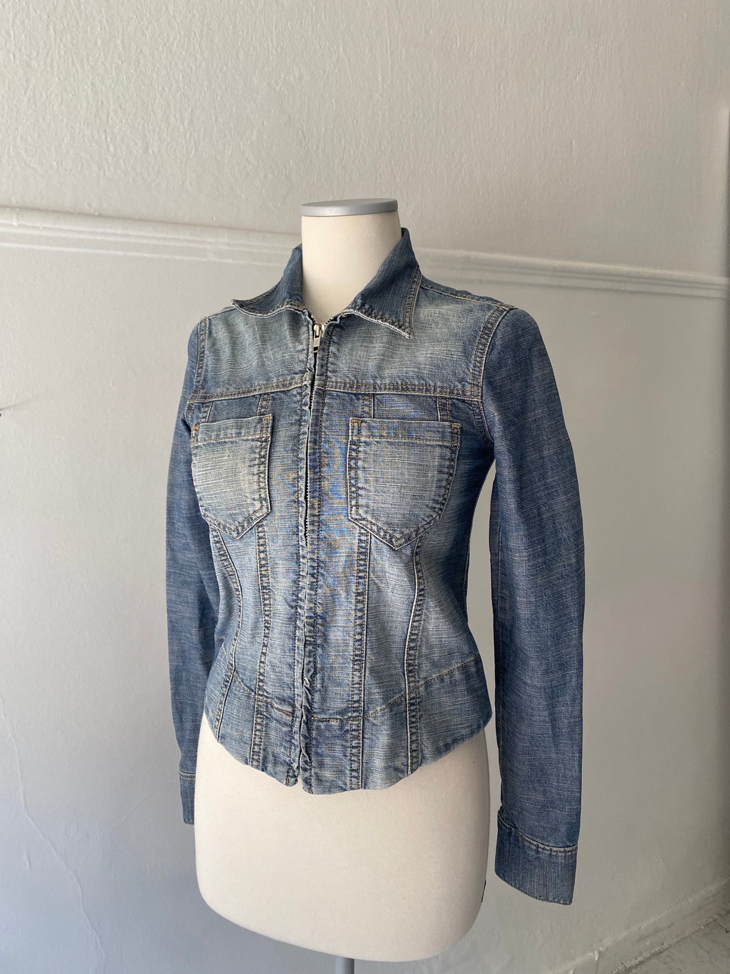Y2k denim zip up jacket